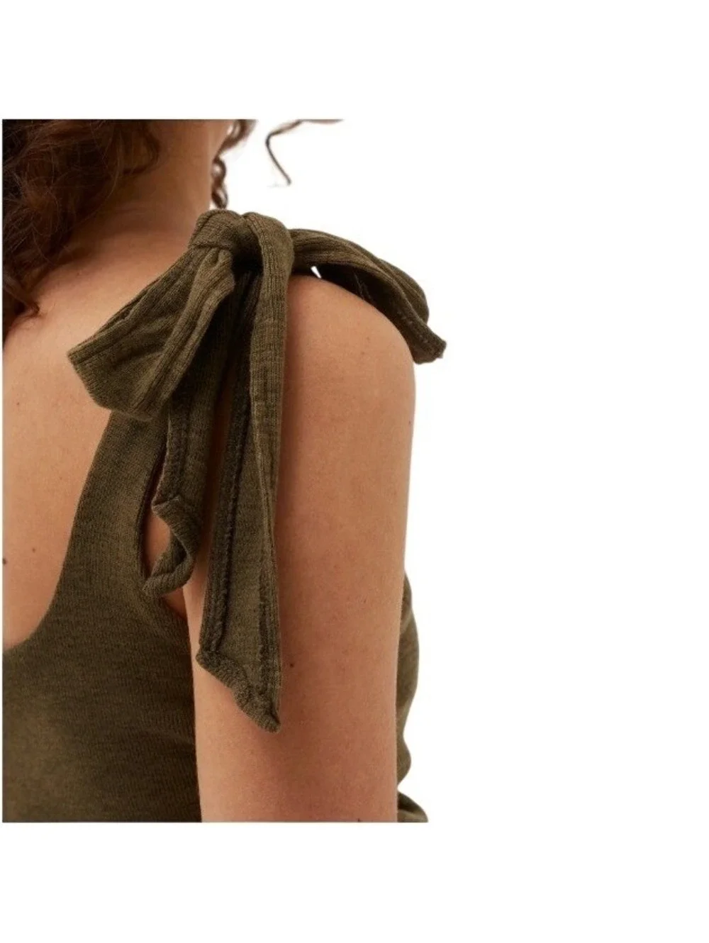 Free People Women's Brown Boulevard Ruched Tie Strap Tank Top Size M